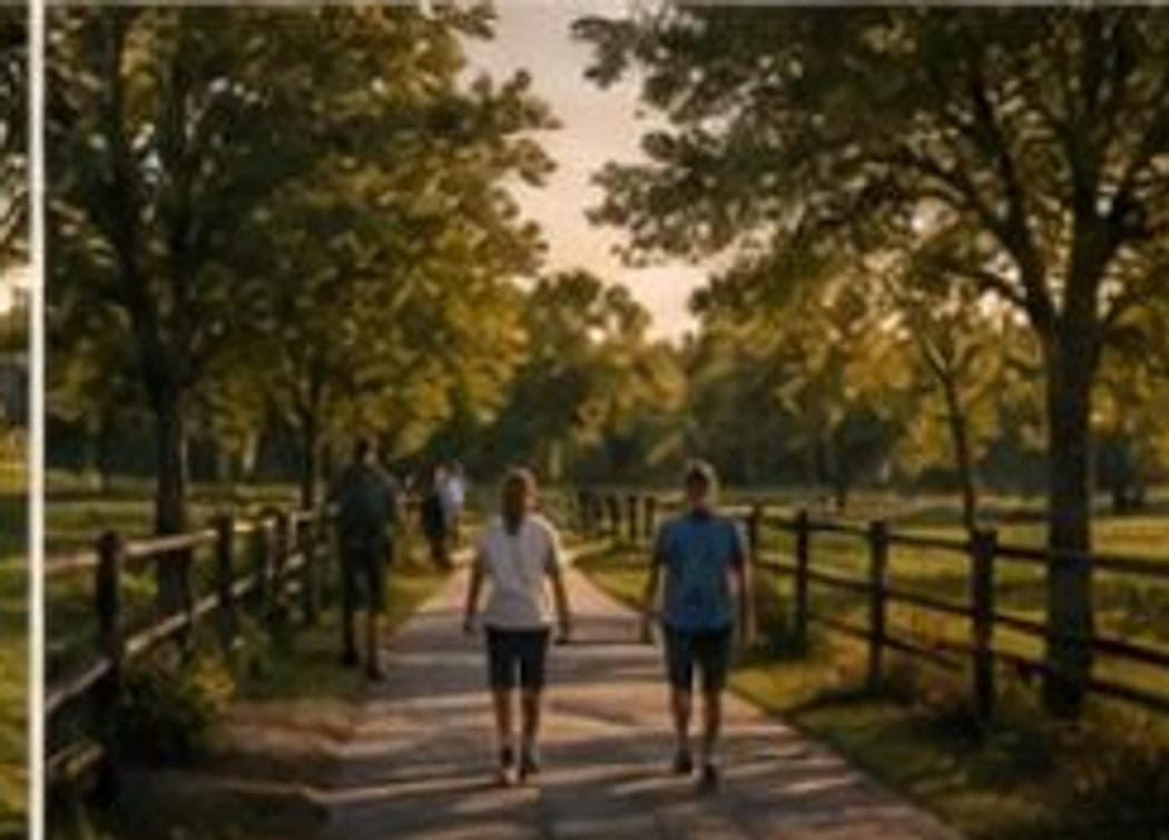 Artist's rendering of Walking Trail at West Ranch, not yet built